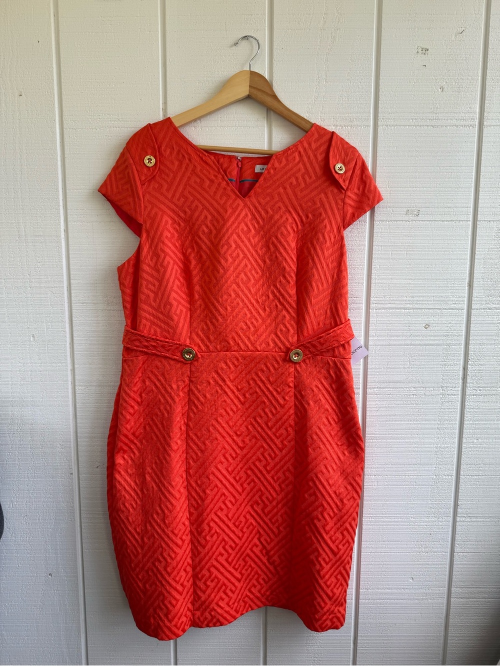 Liz Claiborne 90’s Women's Orange Textured Sheath Dress Size 16 NWT